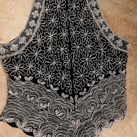 Vintage 90s Beaded Embellished Silk Sleeveless Halter Evening Top NWT - Picture 9 of 13